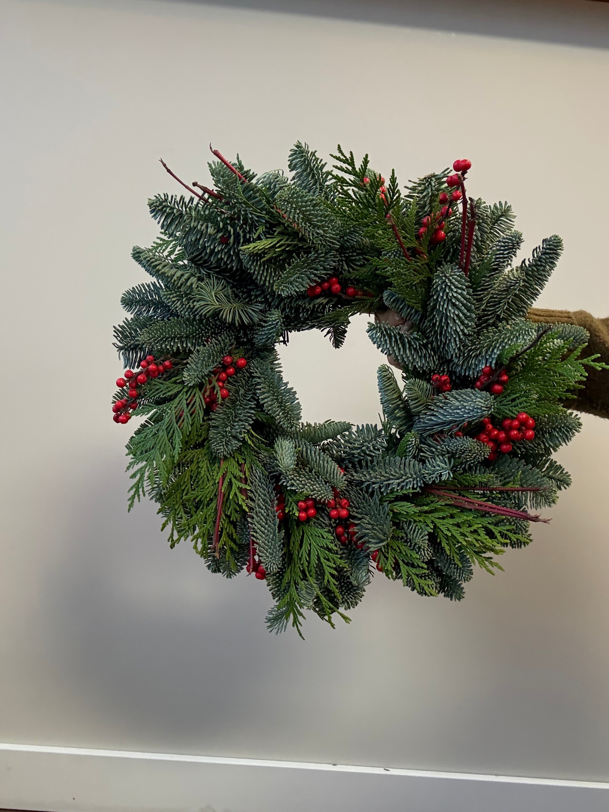 Wreath: Candle Berries and Branches, Green, 12 in