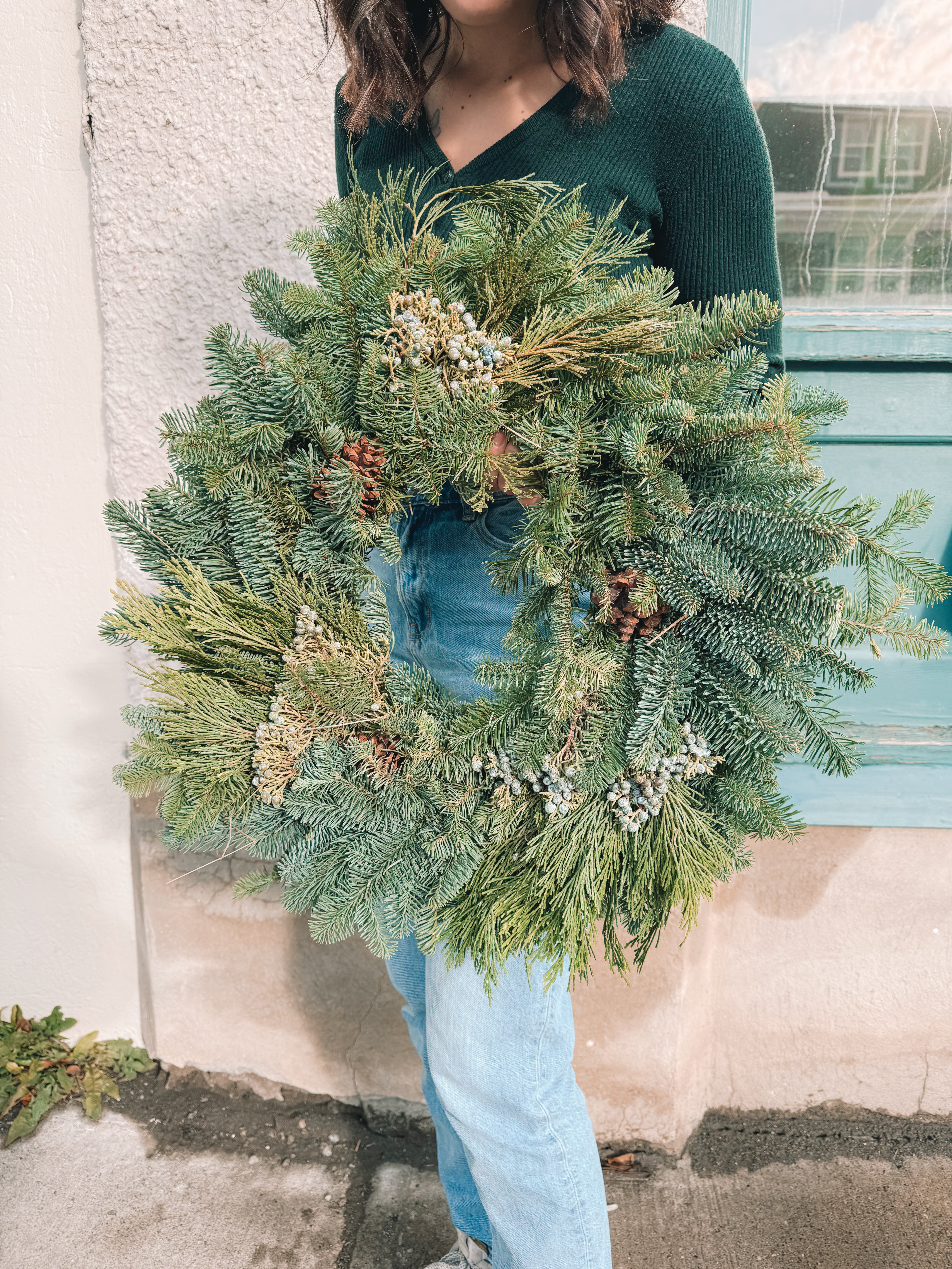 Wreath: Mixed Round, Green, 18 in