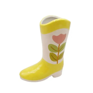 Cowboy Boot Ceramic Vase